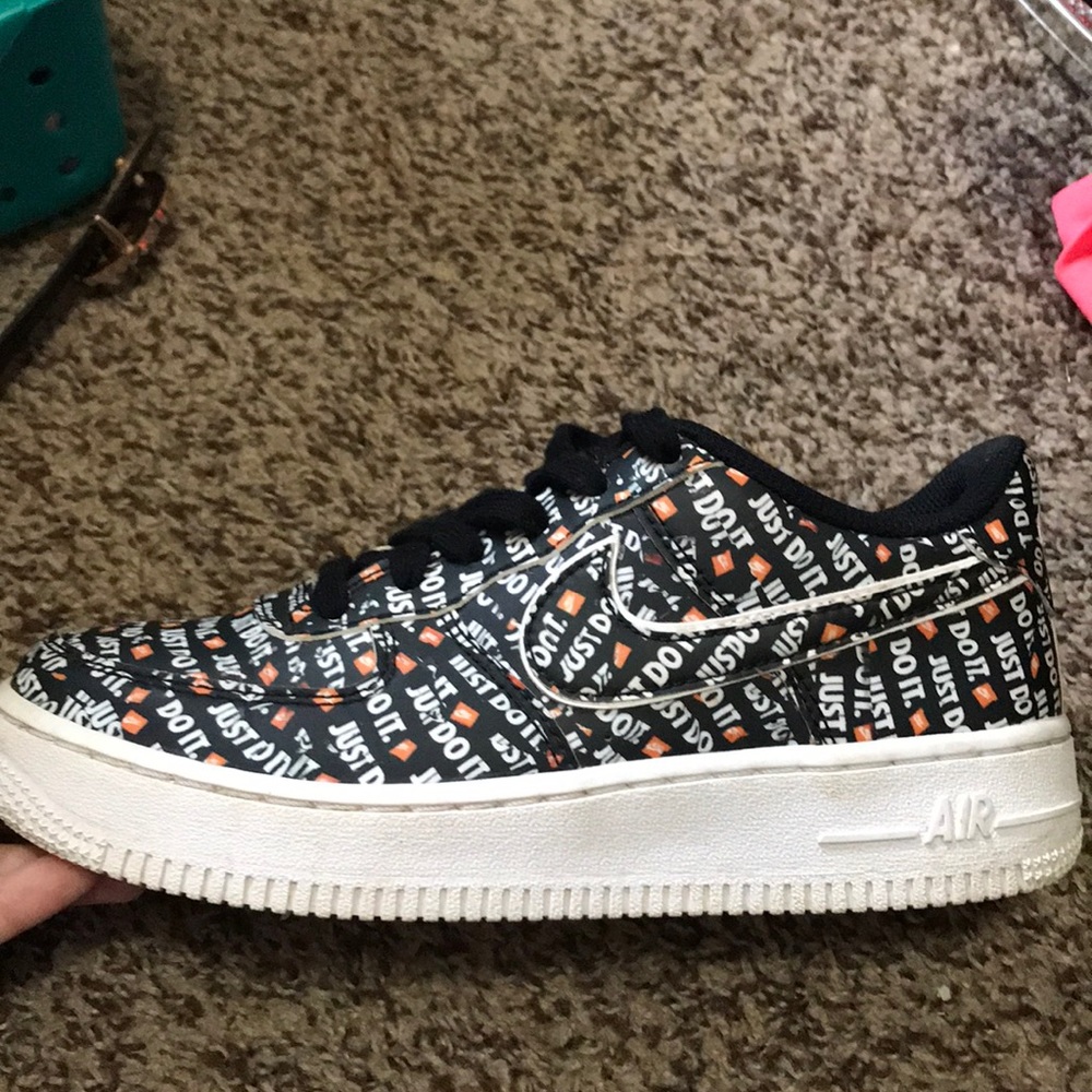 Orange and black just do it airforces